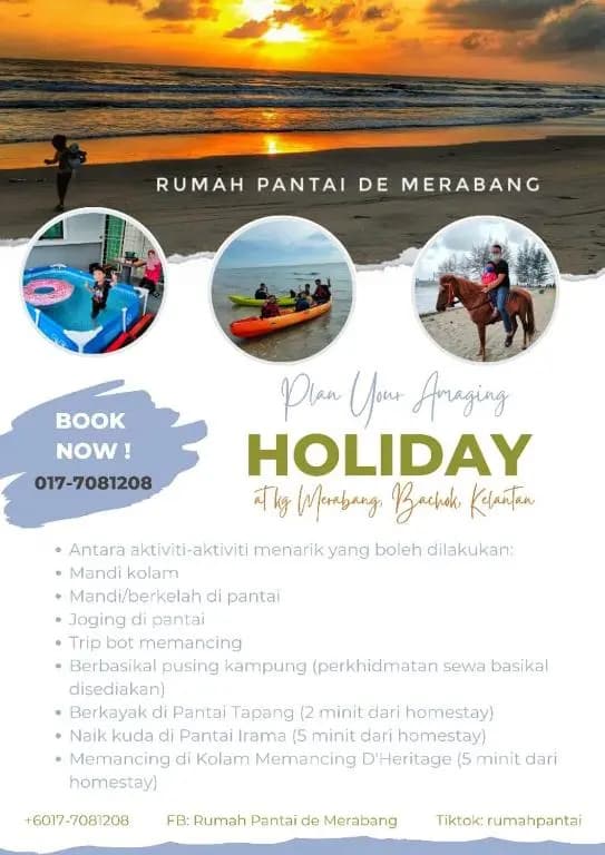 Rumah Pantai de Merabang (bungalow with pool) - main photo